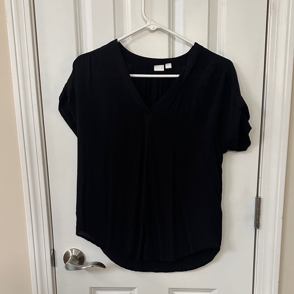 Black V-Neck Women's Top